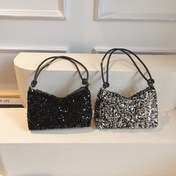 Resim Şık Payet Akşam Çantası, Fermuarlı Kapanışlı El Çantası, Düğün, Parti, Prom, Banket için Polyester Astarlı Moda Çanta - Siyah ve Beyaz Seçenekler 