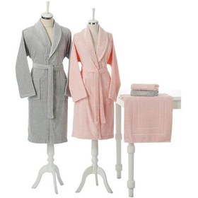 Resim Camellia Happy Aile Bornoz Seti- Gri - Pembe Gri 