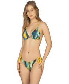 Resim Endeep Kadın Yarım Dolgulu Desenli Üçgen Bikini Takımı-sarı Sarı 