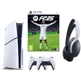 Resim Sony Playstation 5 Slim + 2.kol Dualsense + Ps5 Pulse 3D Kulaklık + Ps5 FC25 ( Ithalatçı ) 