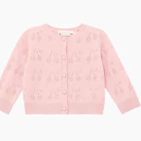 Resim Gwenoli Kaşmir Kız Bebek Hırka Pointelle Örgü - Pembe / M 12 
