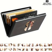Resim 26 harf seçeneğiyle RFID Kredi Kartı Tutucu Paslanmaz Çelik Kredi Kartı Cüzdanı İş Kartı Tutucu Kadınlar ve Erkekler için 