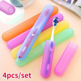 Resim 4 adet BPA içermeyen taşınabilir diş fırçası kılıfları - Ağız bakımı koruması için nefes alabilen seyahat kapakları, şeffaf pastel renkler (pembe, mor, turuncu, açık mavi) - Ev, okul, iş ve kamp için ideal, günlük kullanım kapağı | Şık Diş Fırça Kılıfları | Dayanıklı Şeffaf Plastik 