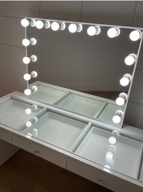 Resim Mad Beyaz Işıklı Makyaj Masası Ve Aynası 