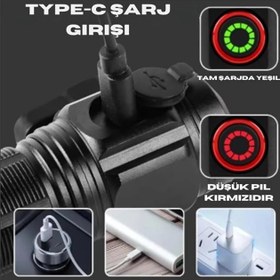 Resim El Feneri Led USB ŞARJLI-Ultra Güçlü Parlak Mini Boy El Feneri[Enerji Sınıfı A++]Ortam Lambası Deprem,Polis,Jandarma,Zabıta,Bekçi (YÜKSEK PARLAKLIK) (YEDEK PİL HEDİYE) 
