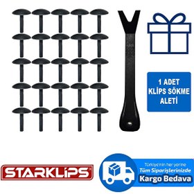 Resim Döşeme Klips Siyah Renk Şapka Açık Gri 7,5x26x20mm 25 Adet Starklips