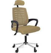 Resim Türksit Karizma File Müdür Koltuğu Metalik Gri Boyalı Ayak Krem Krem 