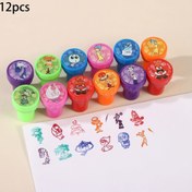Resim 12 adet Disney 'Inside Out' temalı damga, karma renkler ile DIY el sanatları seti, yuvarlak, dayanıklı plastik, scrapbooking, doğum günü ve tatil parti hediyesi için mükemmel. 
