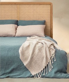 Resim Koza Pamuklu Gaze Dokulu Nevresim Seti Yeşil - Yeşil / 200x220 