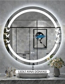 Resim 60 Cm Beyaz Dekoratif Led'li Banyo Aynası Lavabo Üstü & Yatak Odası Diğer 