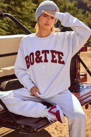 Resim Heather Gri Büyük Beden Bisiklet Yaka Kazak - L/XL 