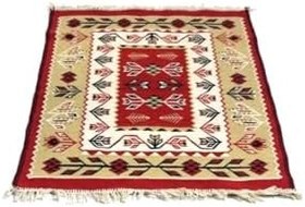Resim Başaran Makine Dokuması Kaliteli Uşak Antik Kilim Yolluk, Püsküllü, Pamuklu, 1x2m 