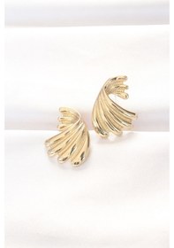 Resim Gold Renk Işınsal Formlu Yelpaze Model Modern Küpe Renkli 
