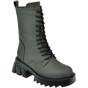 Resim Pullman Hakiki Deri Kadın Bot Plm-34716 Haki-Haki 