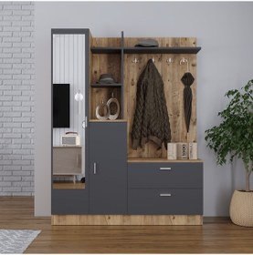 Resim Robinhome Robin Home Jessie Vestiyer Ayakkabılık Portmanto Aynalı Raf Çam-G 