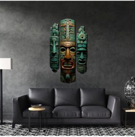 Resim Aztec Totem Trio Metal Tablo 