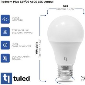 Resim Redeem Plus A60S E27 Led Ampul, Titreşimsiz, Göz Konforu, 673 Lümen, Parlak Beyaz, 5700 Kelvin 