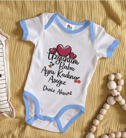 Resim Bitmeyenkartus Bk Kids Kişiye Özel Mavi Bebek Body Zıbın - Model 64 Çok Renkli 