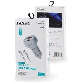 Resim Tonex Ta-38w 2 Girişli Type-c To Type-c Kablolu Araç Şarjı Işıklı - 