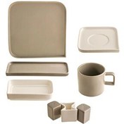 Resim Jumbo Quadro Grey Porselen 6 Kişilik 27 Parça Kahvaltı Takımı 