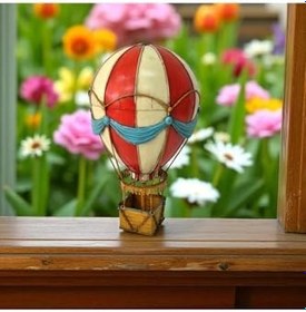 Resim Retro Metal Sıcak Hava Balonu Biblo Orta Boy 21x21x35 cm | Dekoratif Obje 