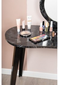 Resim Eva Makyaj Masası Aynalı Makyaj Masası Siyah Şifonyer Siyah 