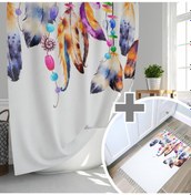 Resim Zethome Feathers Banyo Paspas Ve Tek Kanat Duş Perdesi 1x180x200 