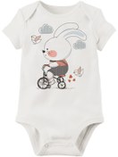 Resim Genel Markalar Unisex Bebek Beyaz Organik Baskılı Pamuklu Body 