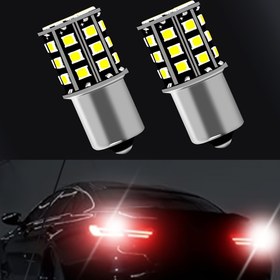 Resim 2'li Paket LED Araba Arka Lambası Ampulleri, Fren Işığı Ampulü, Geri Vites Işığı Ampulü, Sürüş Işığı Ampulü, Sis Lambası Ampulü 1156 Ba15s P21W 1157 Bay15d P21/5W S25 G18 33 adet Yüksek Parlaklık 2835 Lamba Boncukları 360 Derece Ölü Açı Yok Aydınlık Saf Beyaz Uzun Ömürlü Kolay Kurulum 