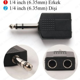 Resim 6.35MM (1/4 Inç) Erkek Trs - 2X6.35MM (1/4 Inç) Dişi Çoklayıcı 