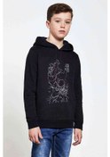 Resim Anime One Punch Man Baskılı Unisex Çocuk Kapüşonlu Siyah Sweat (528768484) Siyah 