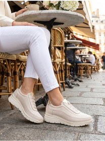 Resim Mammamia D26ys 3215 Krem Hakiki Deri Kadın Dolgu Ayakkabı 