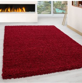 Resim Soft Shaggy Halı Yüksek Tüylü Düz Kırmızı Renkli Çocuk Odası Oturma Odası Salon Mutfak Halısı 