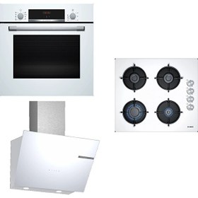 Resim Bosch Lux Beyaz Ankastre Set (HBF534EW3T - POP6C2O10O - DWK66PJ20T) Bosch