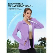 Resim Kadınlar için Hafif UPF Kapüşonlu Ceket - Yürüyüş, Balıkçılık & Plaj için Nefes Alabilir Uzun Kollu Koruma, Yumuşak Esnek Kumaş, Hafif ve Kompakt, Slim Fit İlkbahar/Yaz Dış Mekan Aktivewear, Yürüyüş Ekipmanı, Yazlık Yürüyüş Giysisi, Şık Spor Tasarım, Fermuarlı Ön Kapatma 