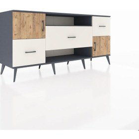 Resim Hyperion Konsol 2 Raflı 3 Çekmeceli 2 Kapaklı 176x44x83 Antrasit-çam/aytaşı Çam/aytaşı 