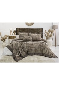 Resim Megan 4 Parça Çift Kişilik Yatak Örtüsü Seti Kahverengi 240 X 260 Cm Kahverengi 