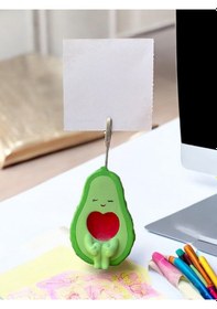 Resim Sevimli Kalpli Avokado Temalı Not Tutacağı Fotoğraf Tutacak Tutucu Ofis Seti Hediyelik Yeşil 