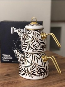 Resim Estella Tesera Çaydanlık Takımı Oliva Desen Beyaz 