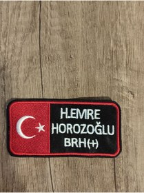 Resim Özden Nakış İsimlik Bayraklı Cırtlı Kan Gurubu Patch Arma Nakış 