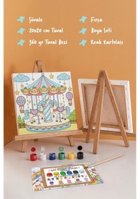 Resim Atlı Karınca Temalı Çocuk Boyama Tuvali Şövaleli Eğitici Boyama Seti 20x20 Cm 