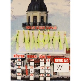 Resim İstavrit Çaparisi UV-GLOW Simli 10 İğneli Kolay Açılan Çapari 025mm Beden x 015mm Köstek - 71 