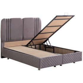 Resim Paul İkili Set, Çift Kişilik Baza Başlık Seti - Antrasit 160 x 200 