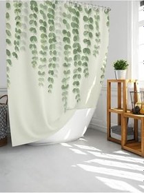 Resim Tropik Home Banyo Duş Perdesi Sarmaşık Desen Yeşil Dijital Baskılı Banyo Perdesi, Tek Kanat C Halka-180x200 cm 