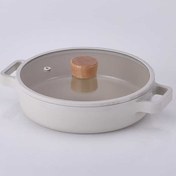 Resim Neoflam Fika Alüminyum Bej Cam Kapaklı Döküm Tencere 26 Cm 