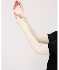 Resim Parmak Geçmeli 45cm Likralı Penye Kolluk 1 Çift Krem 