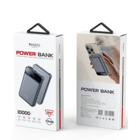 Resim YESIDO YP49 10.000 mAh Dijital Göstergeli 22.5W USB 3.0 / 20W Type-C Çıkışlı ve 15W Kablosuz Şarjlı PD Hızlı Şarj Magsafe Powerbank - Siyah 