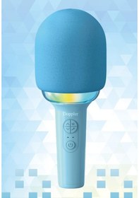 Resim Doppler Rainbow Mavi Karaoke Mikrofonu Ledli Ses Değiştirme Özellikli Işıklı Yeni 