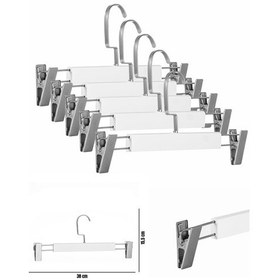 Resim Pantolon Etek Askısı Ahşap Lamine Beyaz A Kalite Mandallı Askı 20 Adet Diğer 