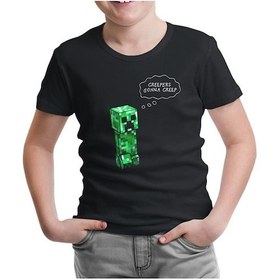 Resim Lord Tshirt Minecraft - Creepers Gonna Creep Siyah Çocuk Tshirt 